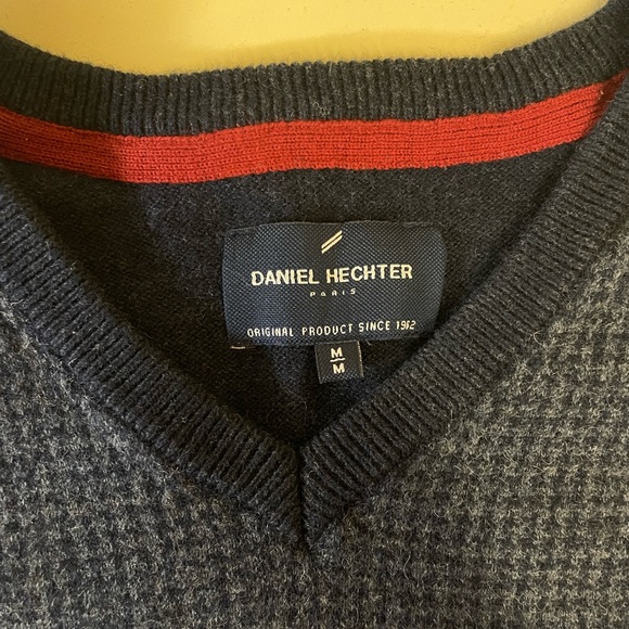 Vintage Daniel Hetcher Paris Sweater Vest Original Dark Blue Navy & Grey - Picture 4 of 5